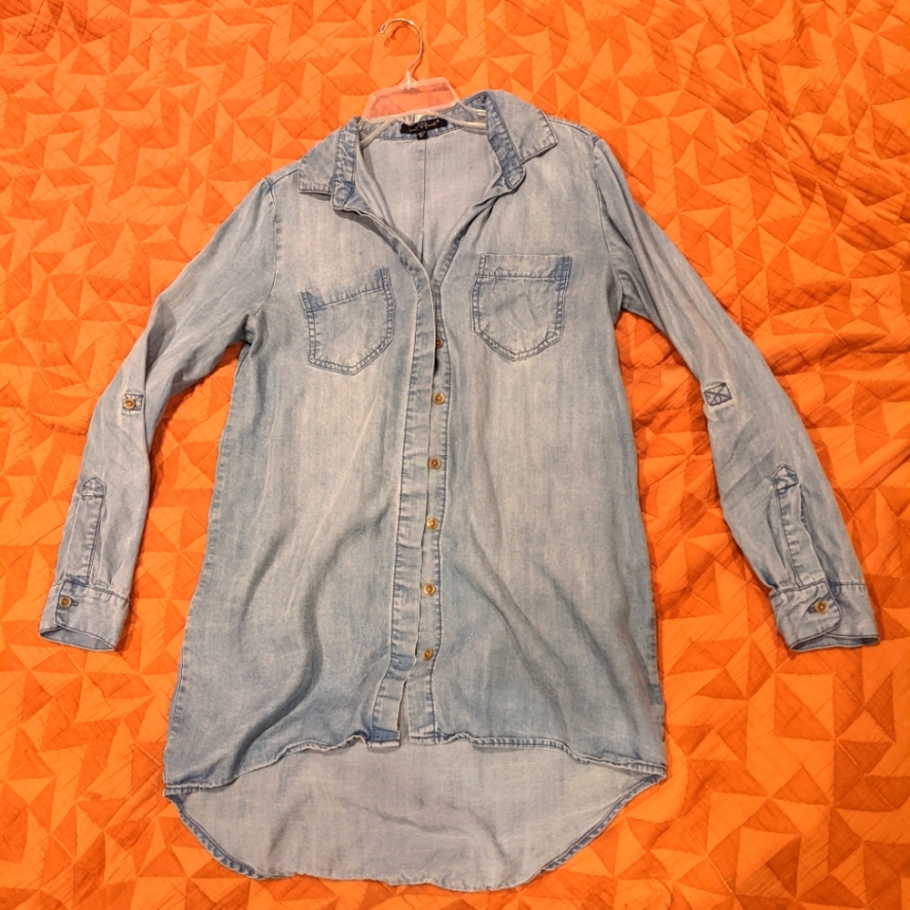Super soft denim button down shirt/dress
